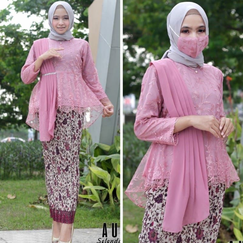 SET AURORA SELENDANG KEBAYA WISUDA KEBAYA PESTA KEBAYA MODERN SET KEBAYA SELENDANG  BAJU WISUDA HIJA