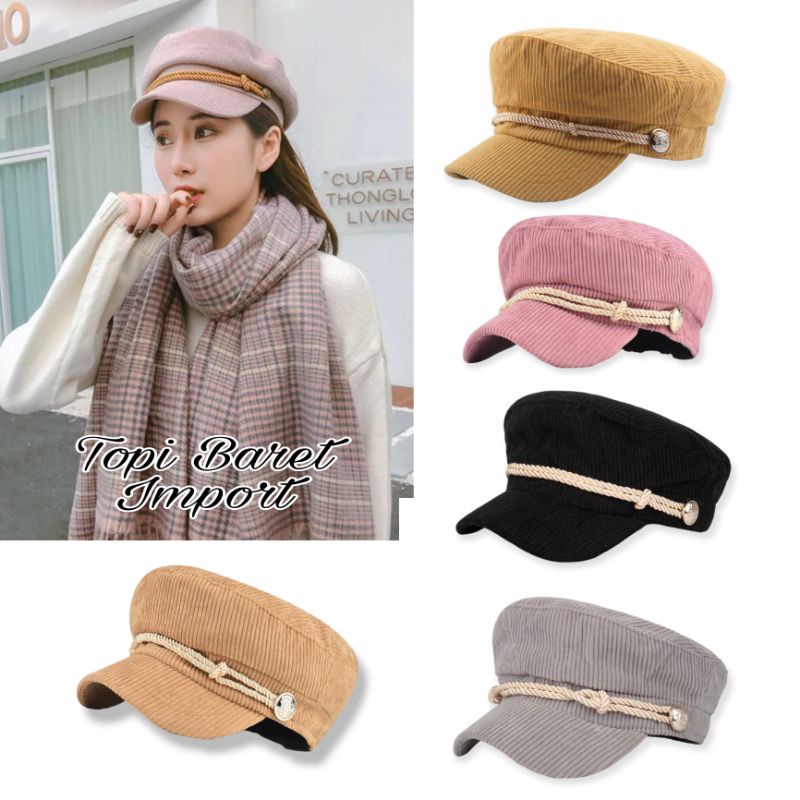JF COLLECTION Topi Baret Komando Import Pria Wanita Corduroy