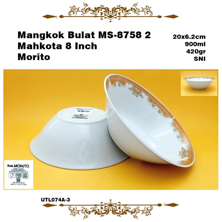 Mangkok Keramik Bulat 2Les MS-8728/Mahkota MS-8758 2 8 Inch Morito  SNI