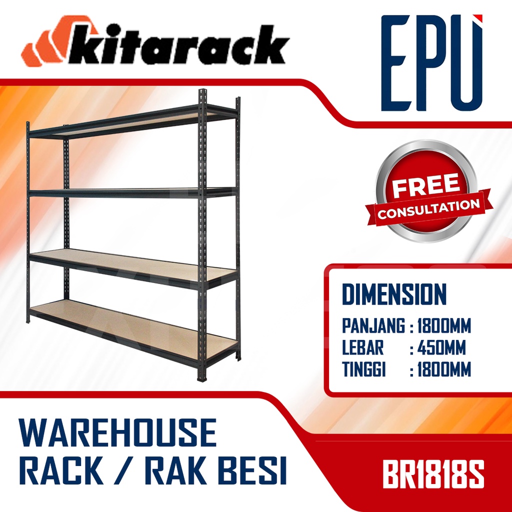 Kitarack BR1818S - Warehouse Rack Rak Besi Boltless Rak Gudang Lemari