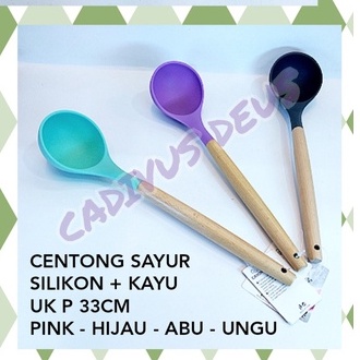 CENTONG SAYUR - SILIKON GAGANG KAYU - 33CM