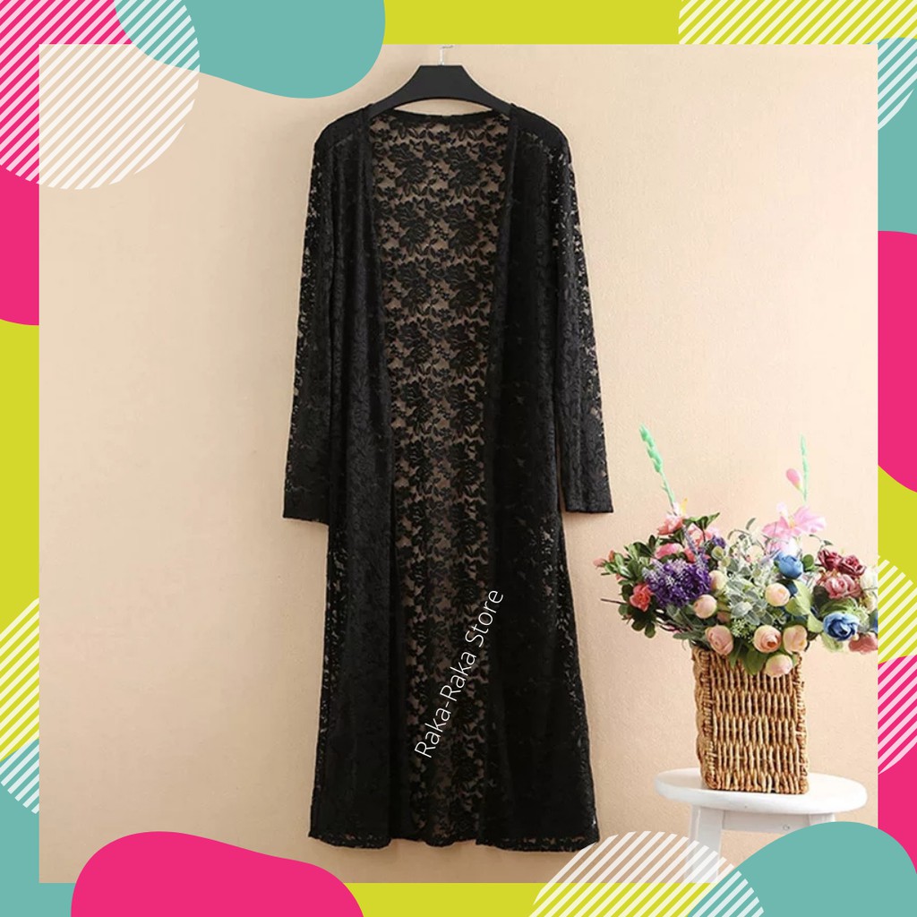 Kardigan Outerwear Wanita  Gardigan Cardigan Auter Cewek Panjang Kekinian Import Korea Bahan Brokat-5