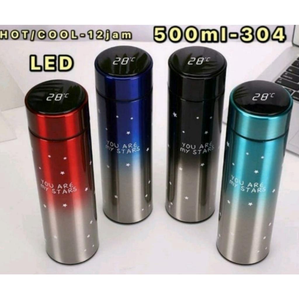 Termos-Tumbler Air Panas&amp;Dingin Stainles Steel Suhu Temperatur Display LED &amp; NON LED 500ML Motif Bintang-Smart Termos Layar Sentuh LED Display