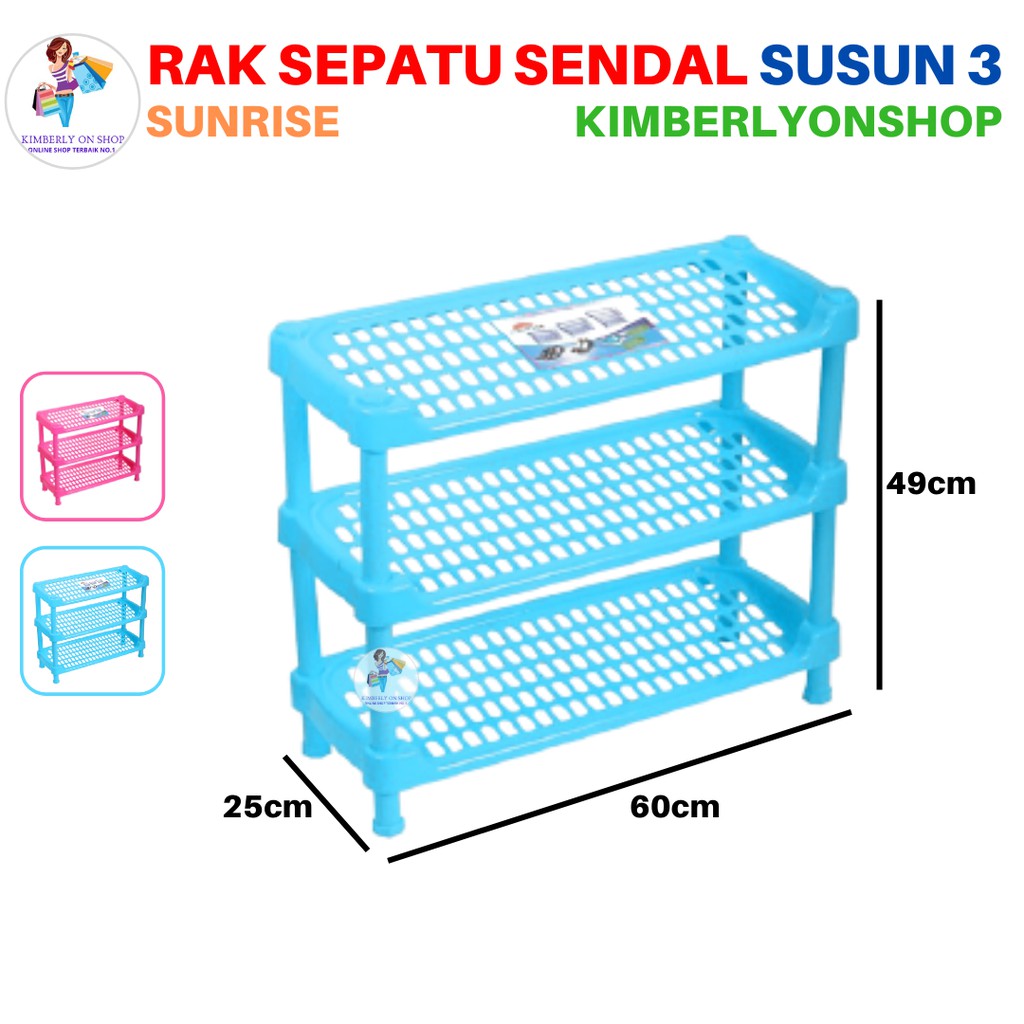Rak Tempat Sepatu Sendal Susun 3 Sunrise