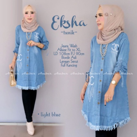 JEANS WANITA HITS- DREAMMY TUNIK JEANS EKSHA BORDIR CHANEL DM