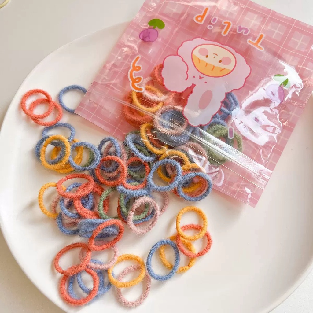 Karet rambut bayi anak mini pelangi/good elastisitas/tidak kerusakan pada rambut isi 100pcs per pack