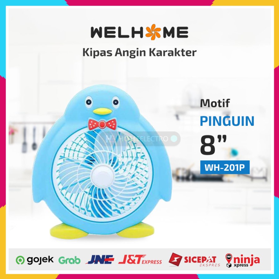 Welhome Kipas Angin Karakter PINGUIN WH-201P - Kipas Duduk 8 inch