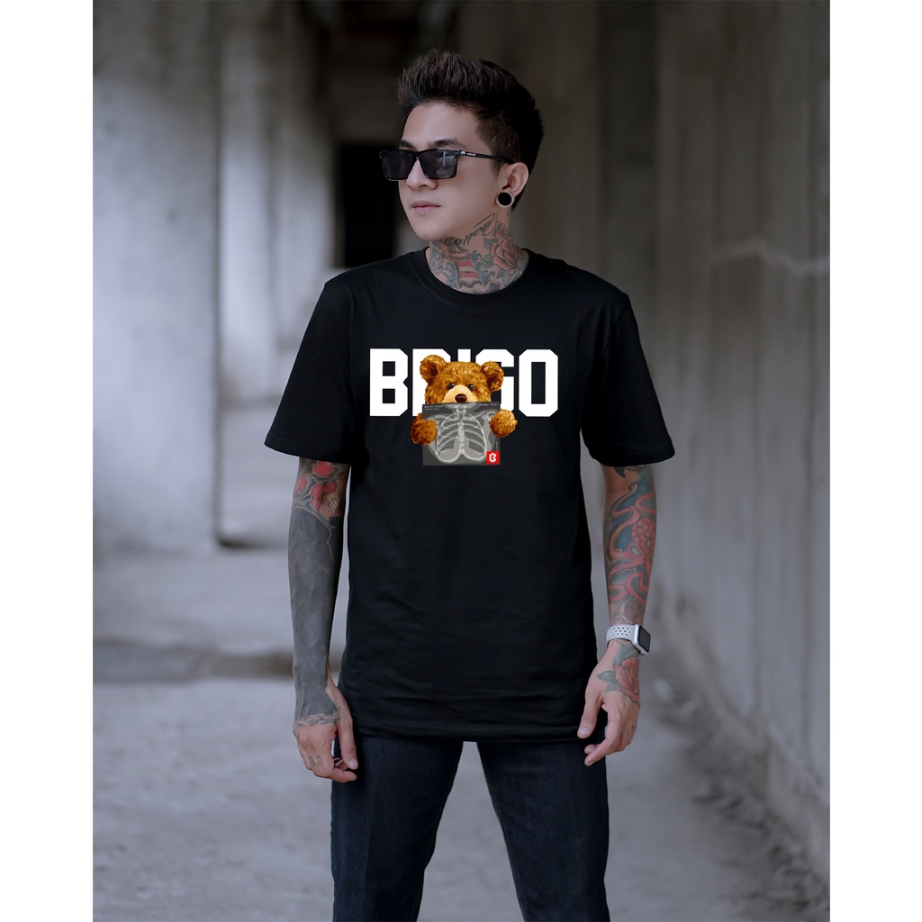 Kaos Distro BRIGO Beruang Rontgen || BRIGO Kaos Lengan Pendek Bear Rontgen || Kaos Katun Combed M-XL ( Pria &amp; Wanita )