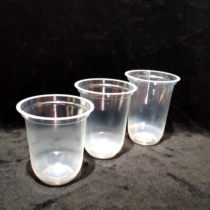 GELAS CUP PLASTIK OVAL BOBA 14OZ & 16OZ ISI 50pcs