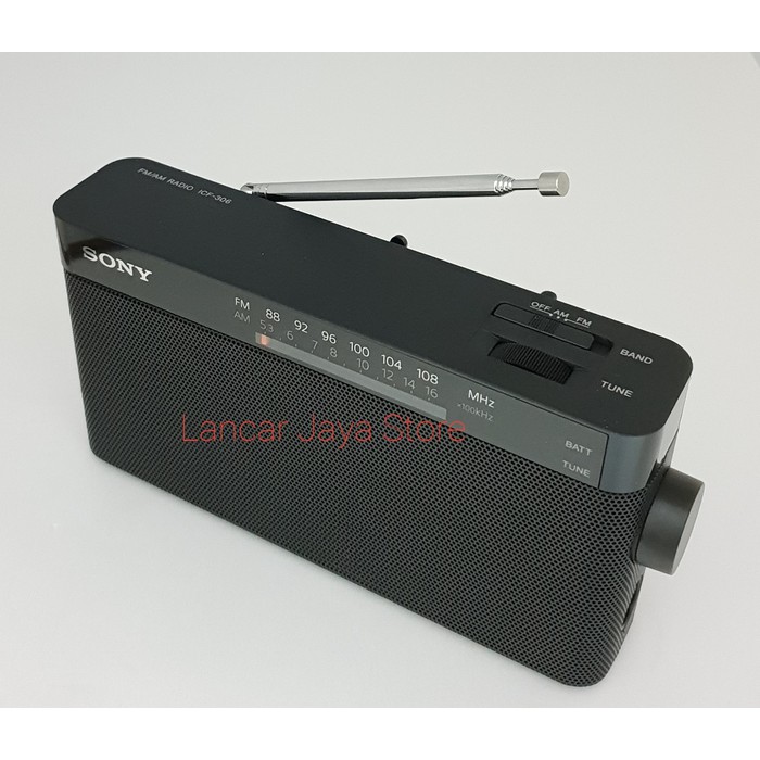 Sony ICF-306 Radio Portable FM/AM - Black - Hitam