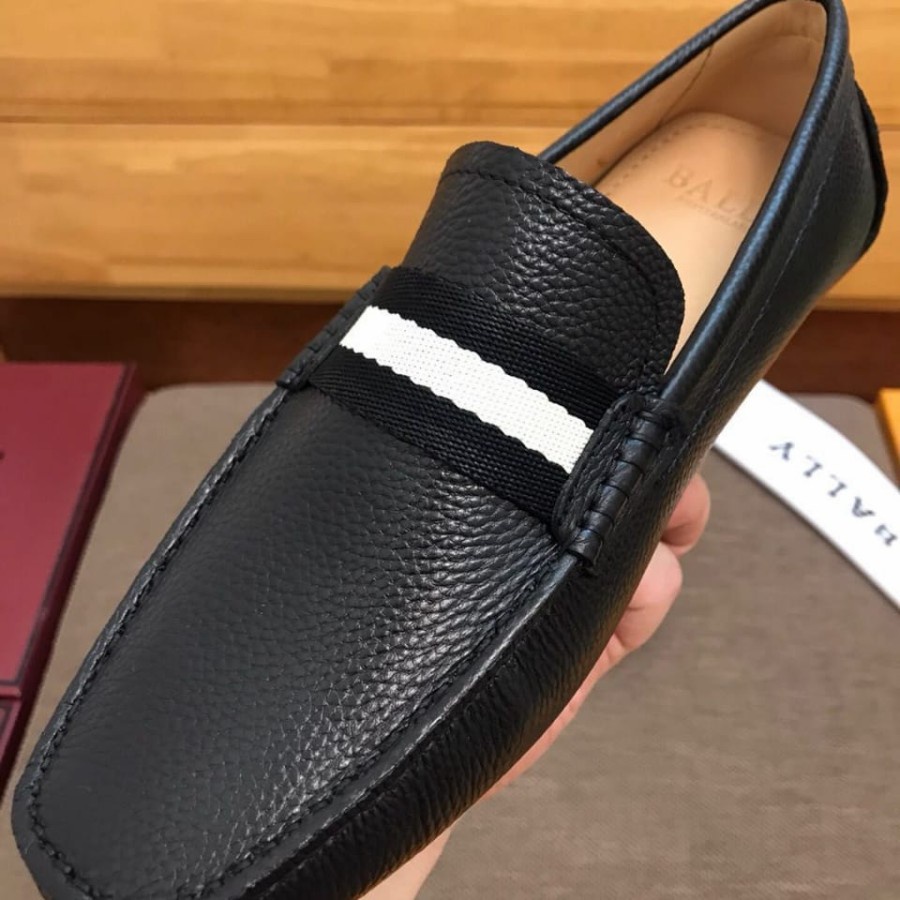 sepatu loafer pria bal ly hitam men shoes slip on kulit asli p1shoes