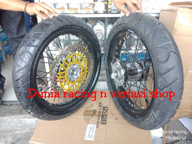 Paketan Velg CRF 150 Supermoto ring 17 Velg lebar Tromol jari jari Ban Tubles  piringan cakram Lebar