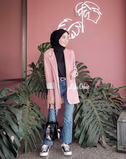 Blazer Pink Edition ( Realpict blazer korea office casual ootd best seller )