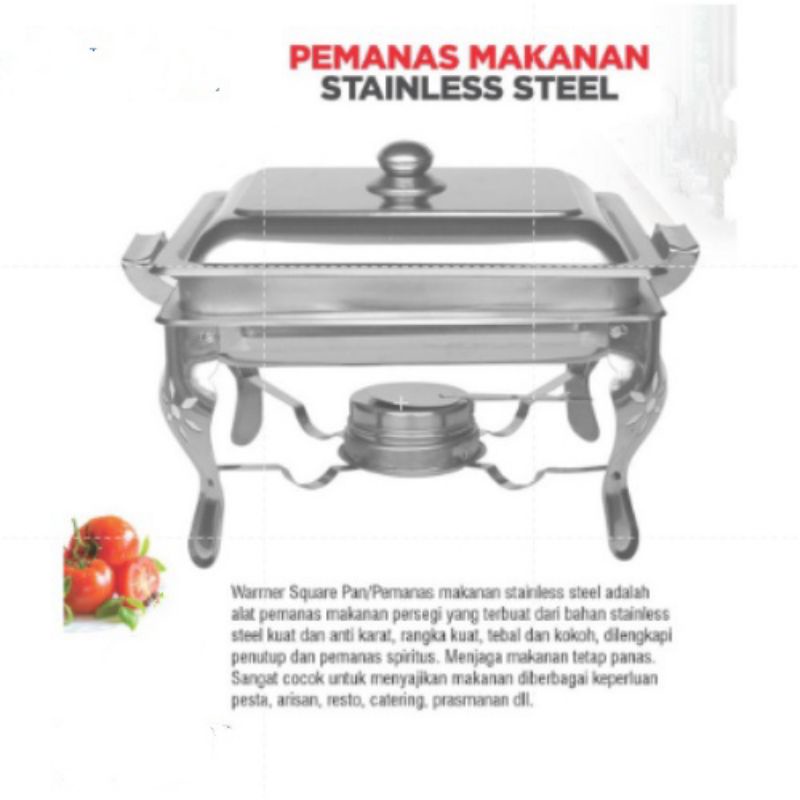 Panci Penghangat, Pemanas  Sayur  , Prasmanan  , Makanan Dish Stalinless Segi