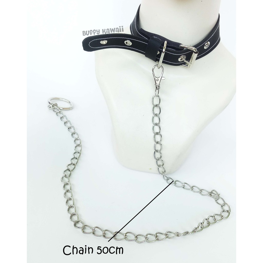 Collar choker belt leather cosplay pet cat dog harajuku goth vintage bell chain neko