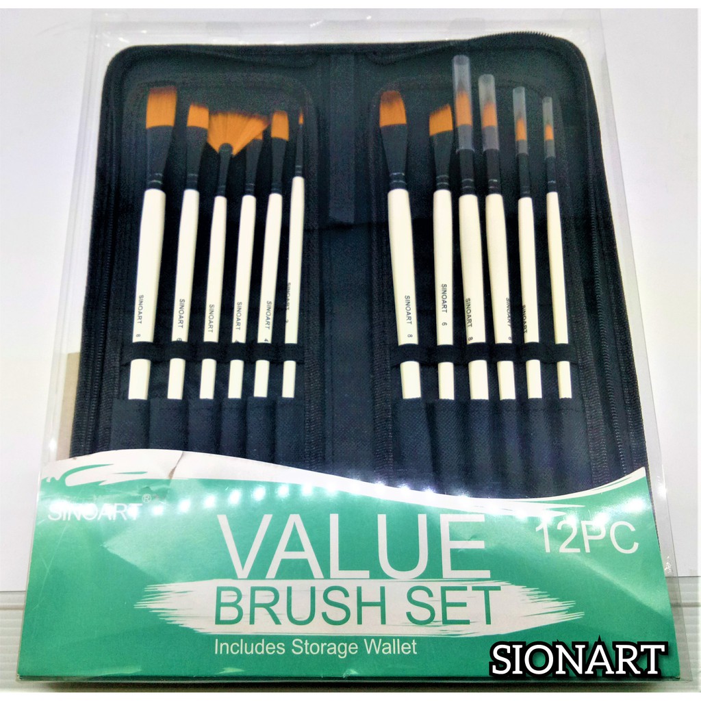 

Kuas Lukis Sinoart Set 12 Long Handle & Brush Cases