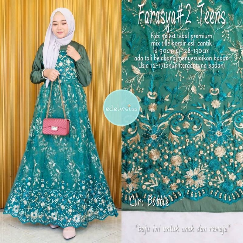 TERLARIS (COD) FARASYA #60 DRESS / BAHAN VELVET MIX TILE / TILE HANYA DEPAN / gamis murah bagus / ba