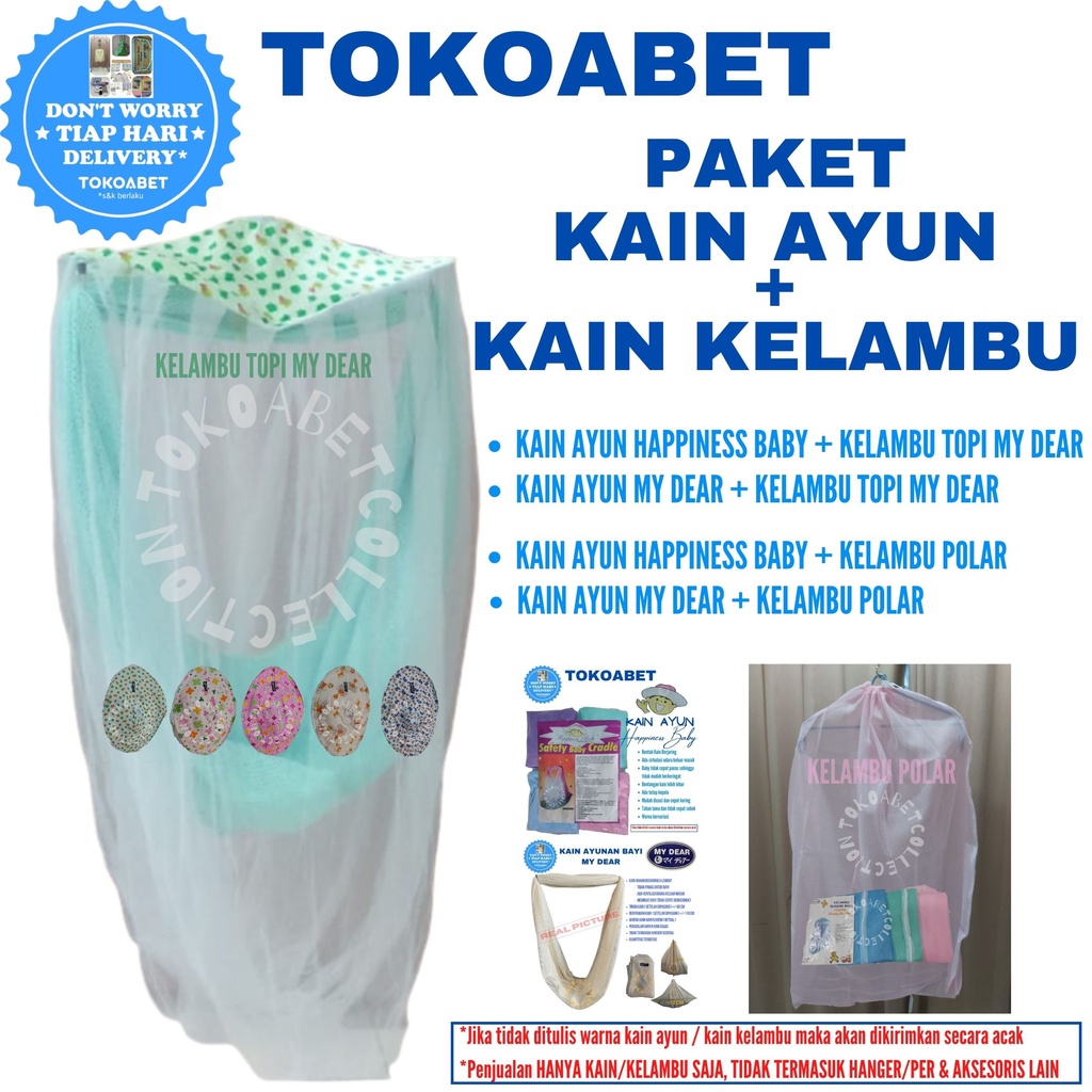 PAKET HAPPINESS (Kain Ayun BASIC+Kelambu) Ayunan Bayi Manual &amp; Ayunan Elektrik Otomatis TOKOABET