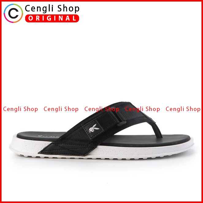 SANDAL JEPIT PLAYBOY PRIA ORIGINAL CASUAL BRANDED ASLI HITAM PL06