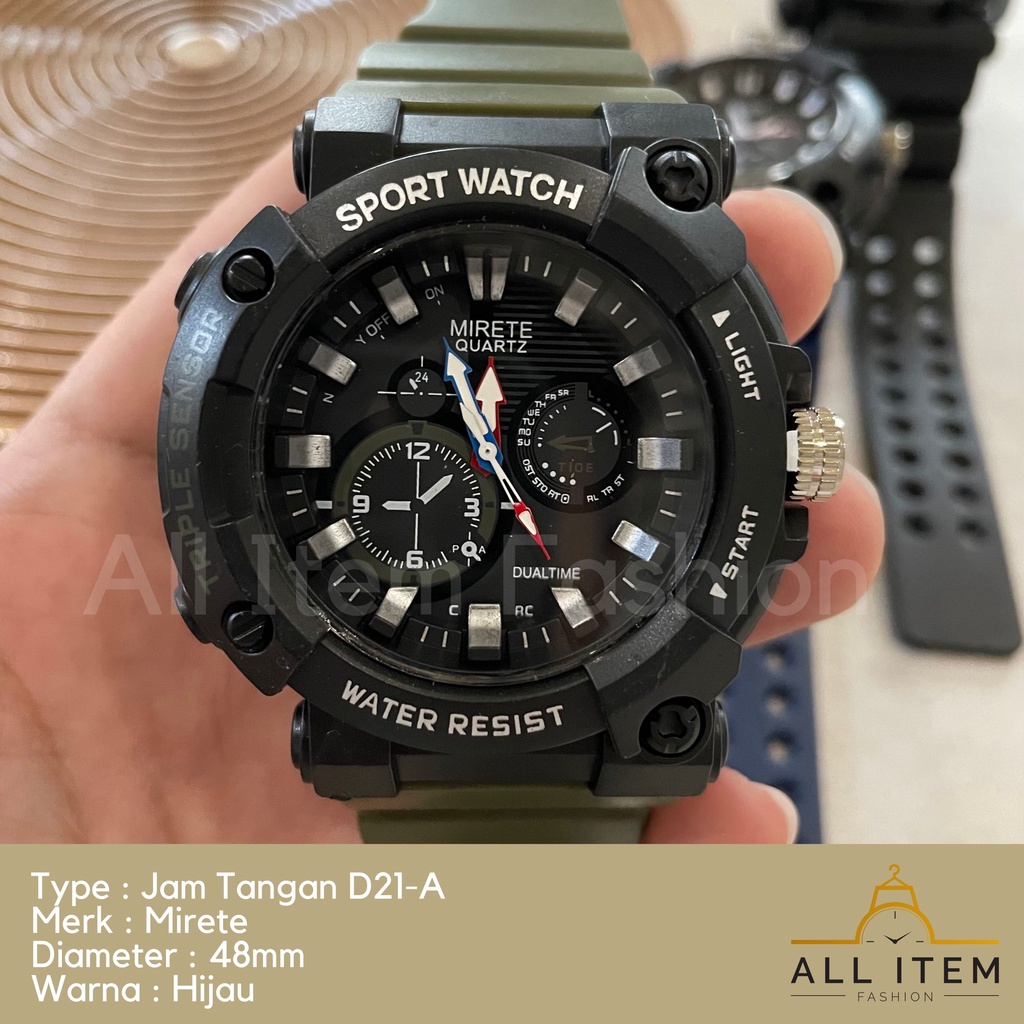 COD✅ JAM TANGAN MIRETE D21-A PRIA MEN SPORT WATCH ANALOG / JAM TANGAN / Jam Tangan Rubber Sport Bulat Pria Fashion Gaya Korea / Harga Grosir