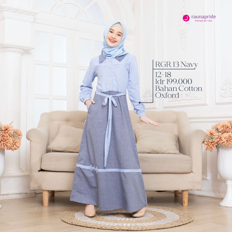 Ready Gamis Rauna Dewasa dan Remaja RGD 13 dan RGR 13 Navy Best Seller