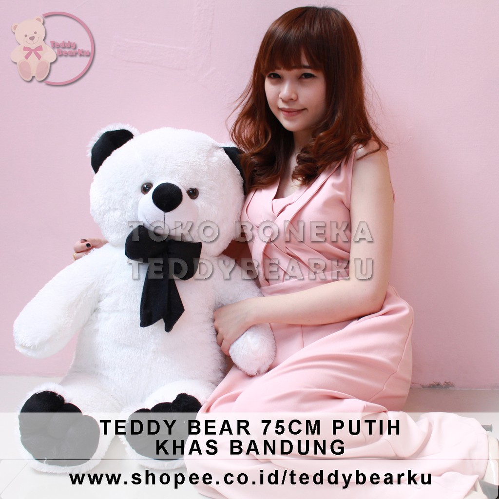 TEDDY BEAR 75CM XL MINIATUR KHAS BANDUNG PUTIH-HITAM (WINTER) [TB75WHBK]