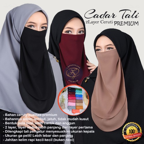 Cadar Tali 2 Layer Sifon Ceruty Premium Kualitas ORIGINAL Butik Terbaru Untuk  Wanita Muslim 2022 Mu