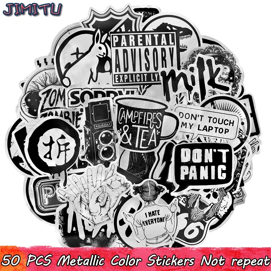 

Sticker Stiker 50 Pcs Metallic Hitam Random Punk Bag 2