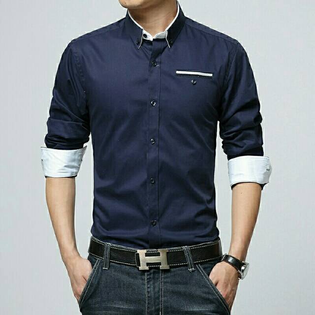 Kemeja Pria KARSSON / Bahan Katun / Lengan Panjang / Kemeja Polos [ Size M L XL ]