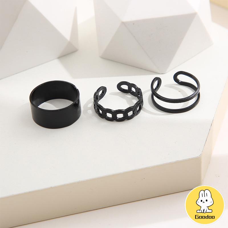 3pcs Set Cincin Jari Knuckle Gaya Vintage Punk Korea Untuk Pria Dan Cincin Wanita -Doo