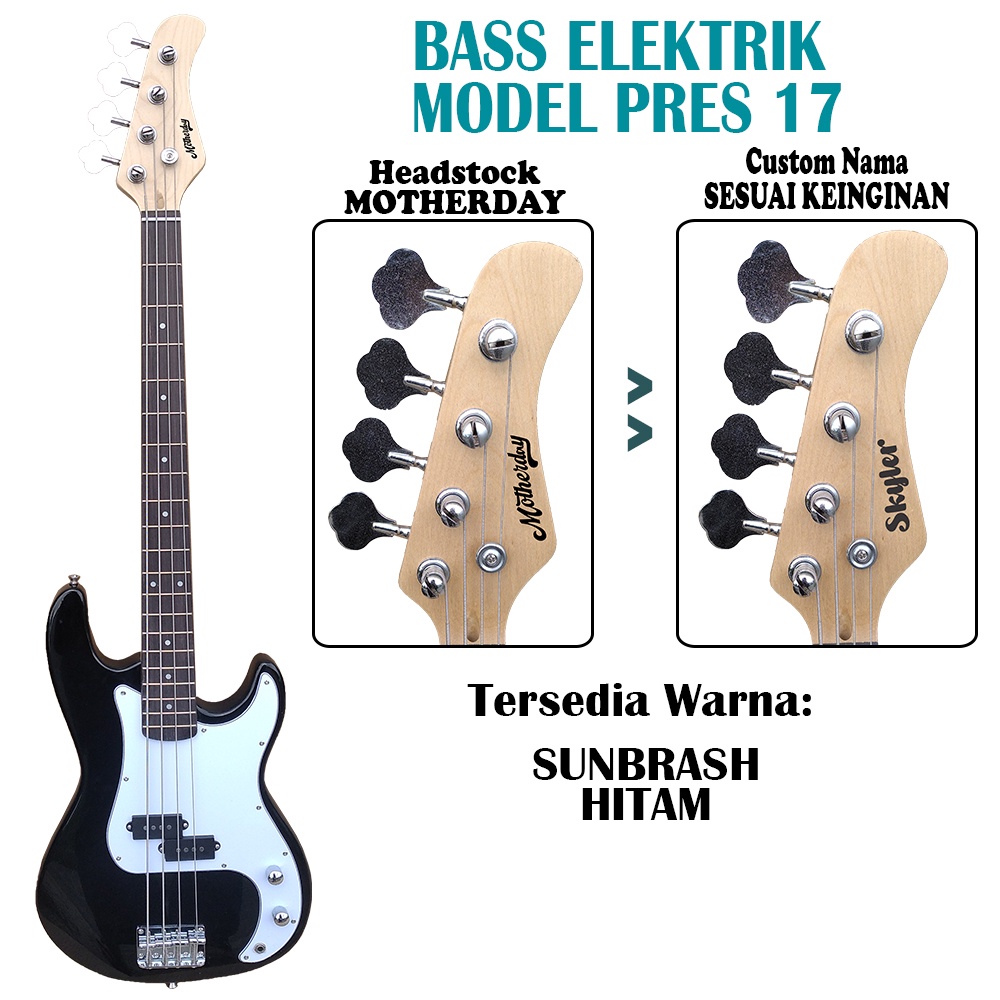 Jazz Bass Elektrik 4 String ORIGINAL Merk Kowe Bergaransi Free Packing Kayu