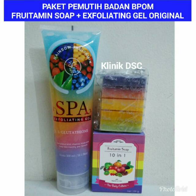PAKET PEMUTIH BADAN BPOM - FRUITAMIN SOAP  SPA EXFOLIATING GEL ORIGINAL