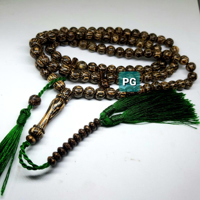 Tasbih Kayu Liwung Loreng Natural 99butir 8mm