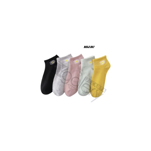 FYGALERYJAKARTA D080 Kaos Kaki Motif Bunga Wanita KaosKaki Pendek Korea Lucu Murah Short Socks-Hijau