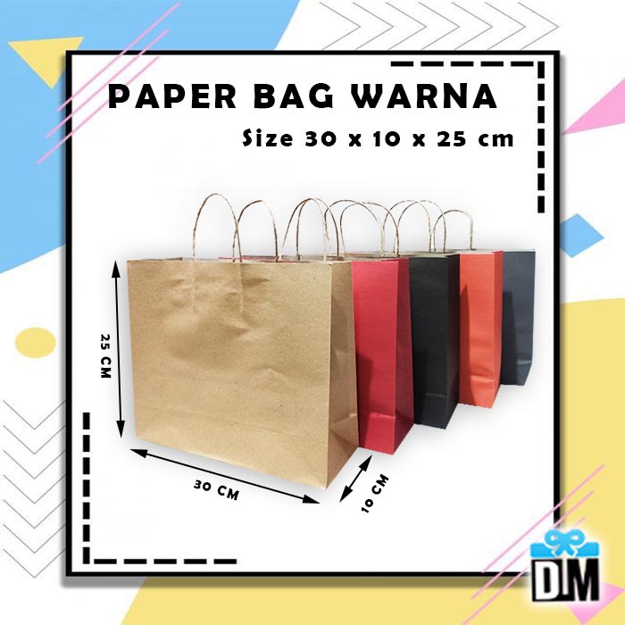 

Paper Bag Warna Warni Tas Kertas Bahan Kraft Packaging Polos Murah Paper Bag Tali #M