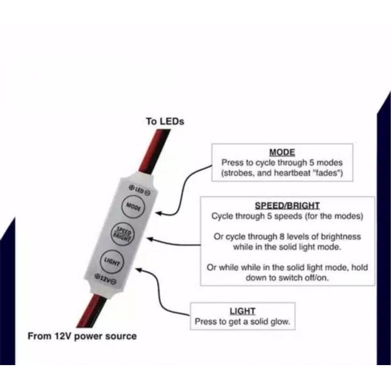 Modul Led Mini Dimmer Controller Kedip Strobo 6 Mode 6 Speed 5-24V LED MODUL 1