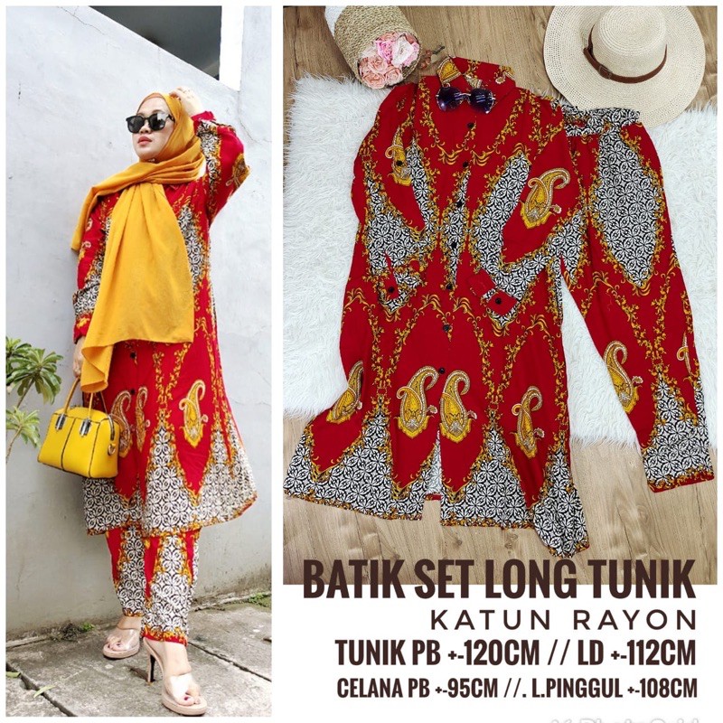 Batik Set long Tunik Katun rayon