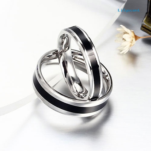 Ls Cincin Titanium Stainless Steel Warna Hitam Untuk Pria / Wanita