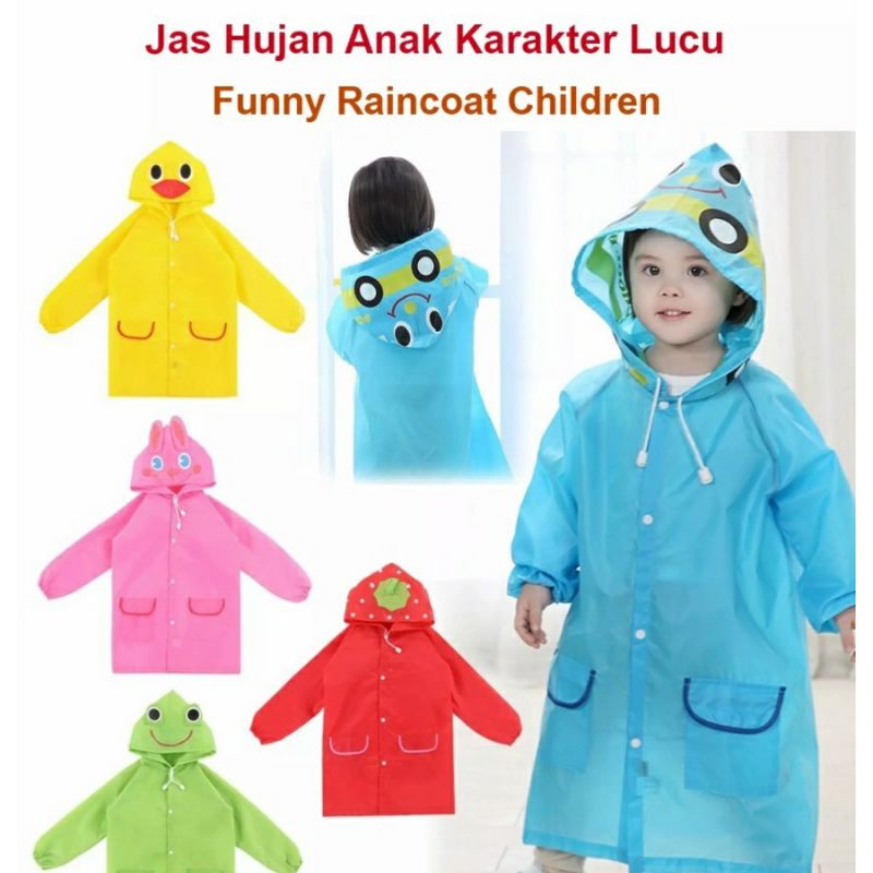 ~ PIYOSHI08 ~ Jas Hujan Anak Balita Funny Raincoat Karakter Lucu Jubah Lengan EVA 2-5 Tahun MA15