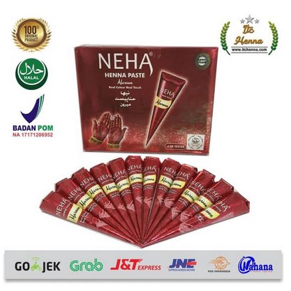 HARGA PERBOX 12 PCS - NEHA MAROON - NEHA HENNA PASTE COLOUR BPOM