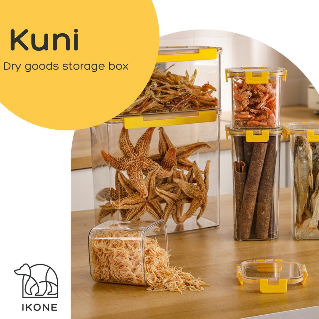 【IKONE】KUNI Toples Penyimpanan Makanan Kedap Udara Kotak Penyimpanan Serbaguna Putih Toples Bening Kontainer Kulkas Food Storage Toples Penyimpanan Makanan Kering Kulkas Dapur Penyimpanan Serbaguna