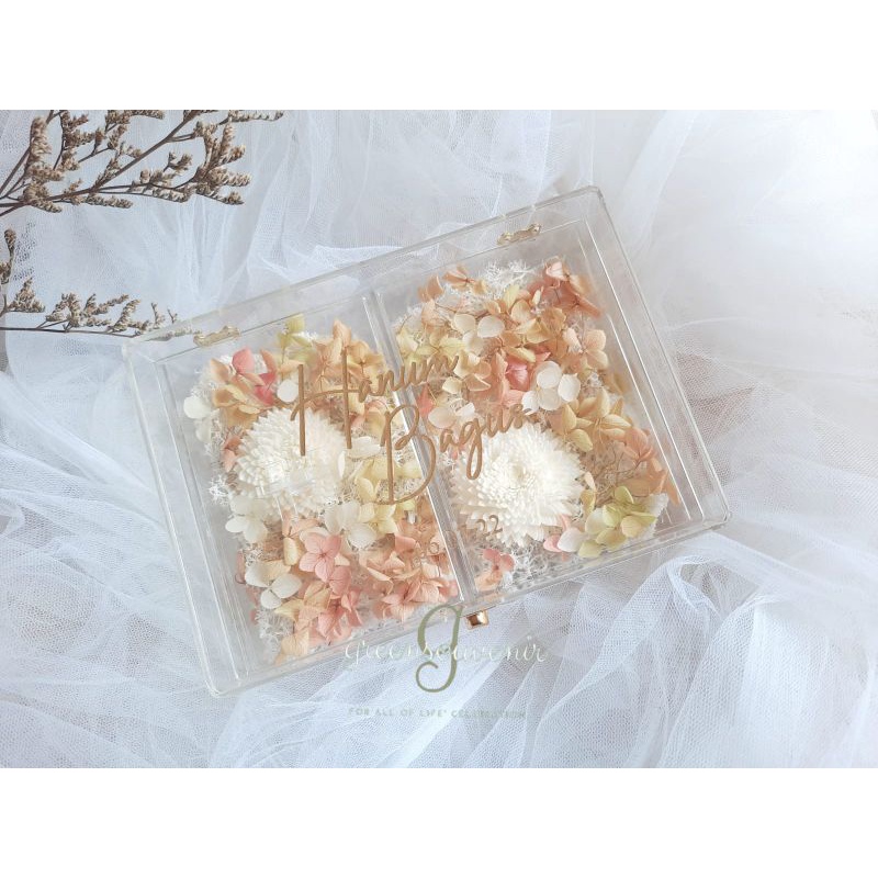 kotak mahar akrilik full bunga kering | Ringbox akrilik