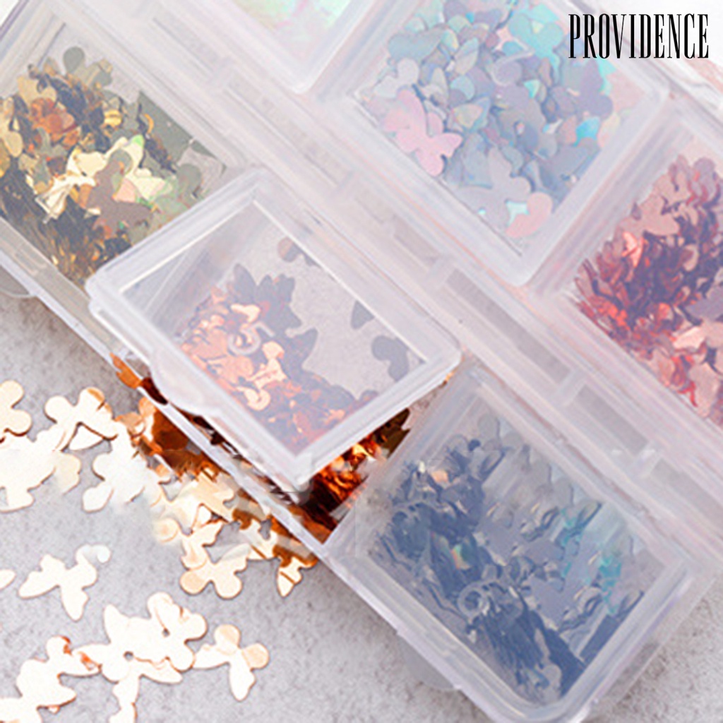 6 Grid / Box Sequin Bentuk Kupu-Kupu Untuk Nail Art Butterfly