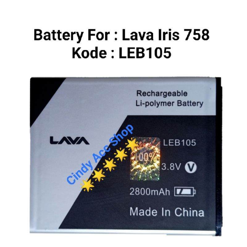 Baterai Batre Lava iris 758 Lava iris 750 Original Battery LEB105