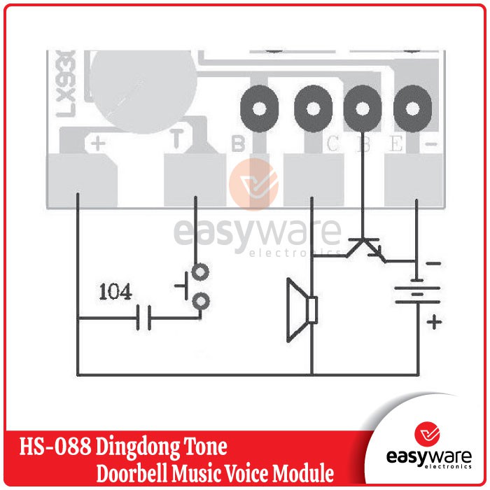 HS-088 Dingdong Tone Doorbell Music Voice Module Board IC Suara Chip