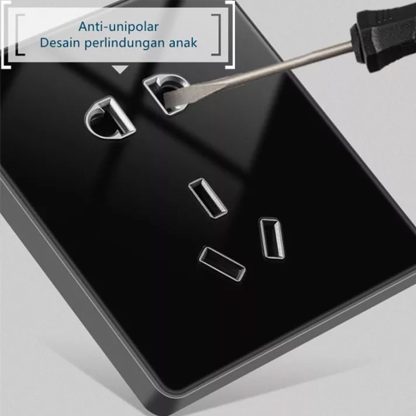 Saklar / Sakelar Lampu Hitam Black Glossy Hitam Mengkilap Akrilik 1/2/3 Gang Electrical Switch