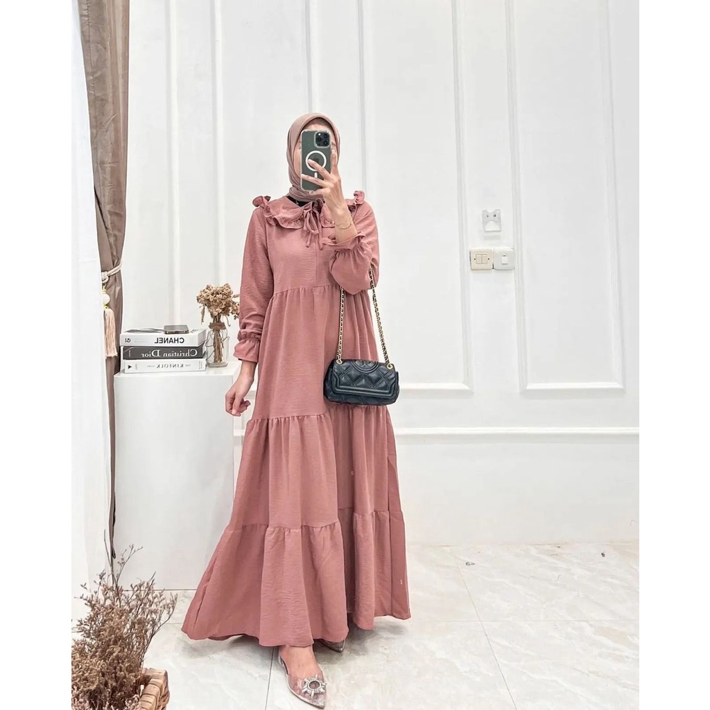 MARITA MIDI DRESS GAMIS PREMIUM AIRFLOW CRINCKLE RAYON PREMIUM ORIGINAL100% HIGH QUALITY100 %