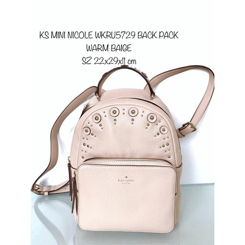 tas kate spade original mini nicole backpack warmbeige