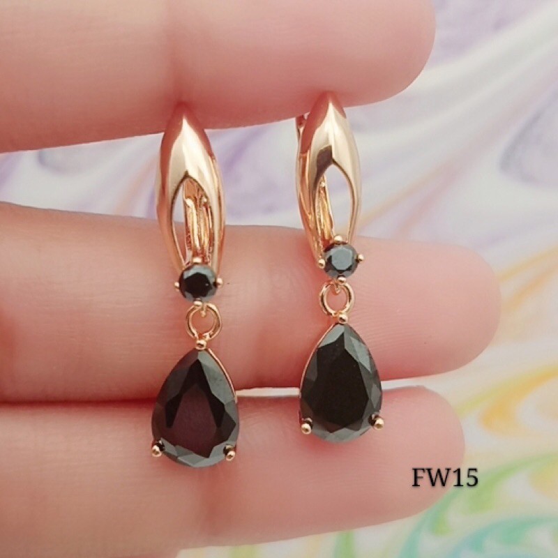 xuping anting permata hijau lapisan emas terbaru