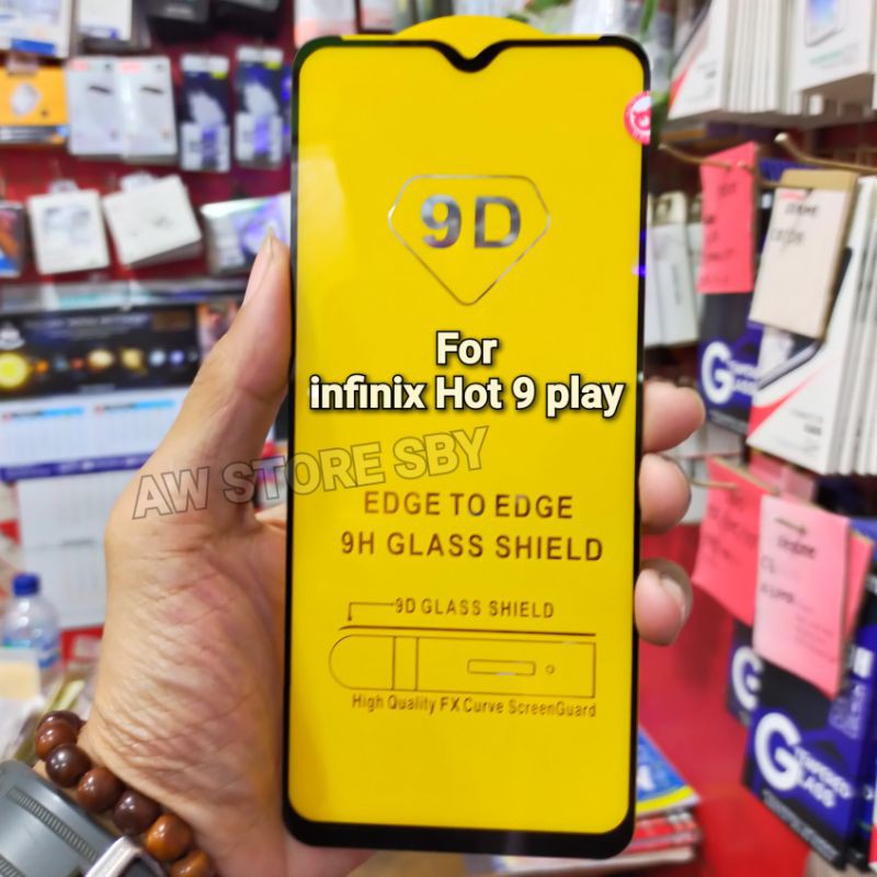 Anti gores infinix hot 9 play 6.82&quot; Tempered glass full cover